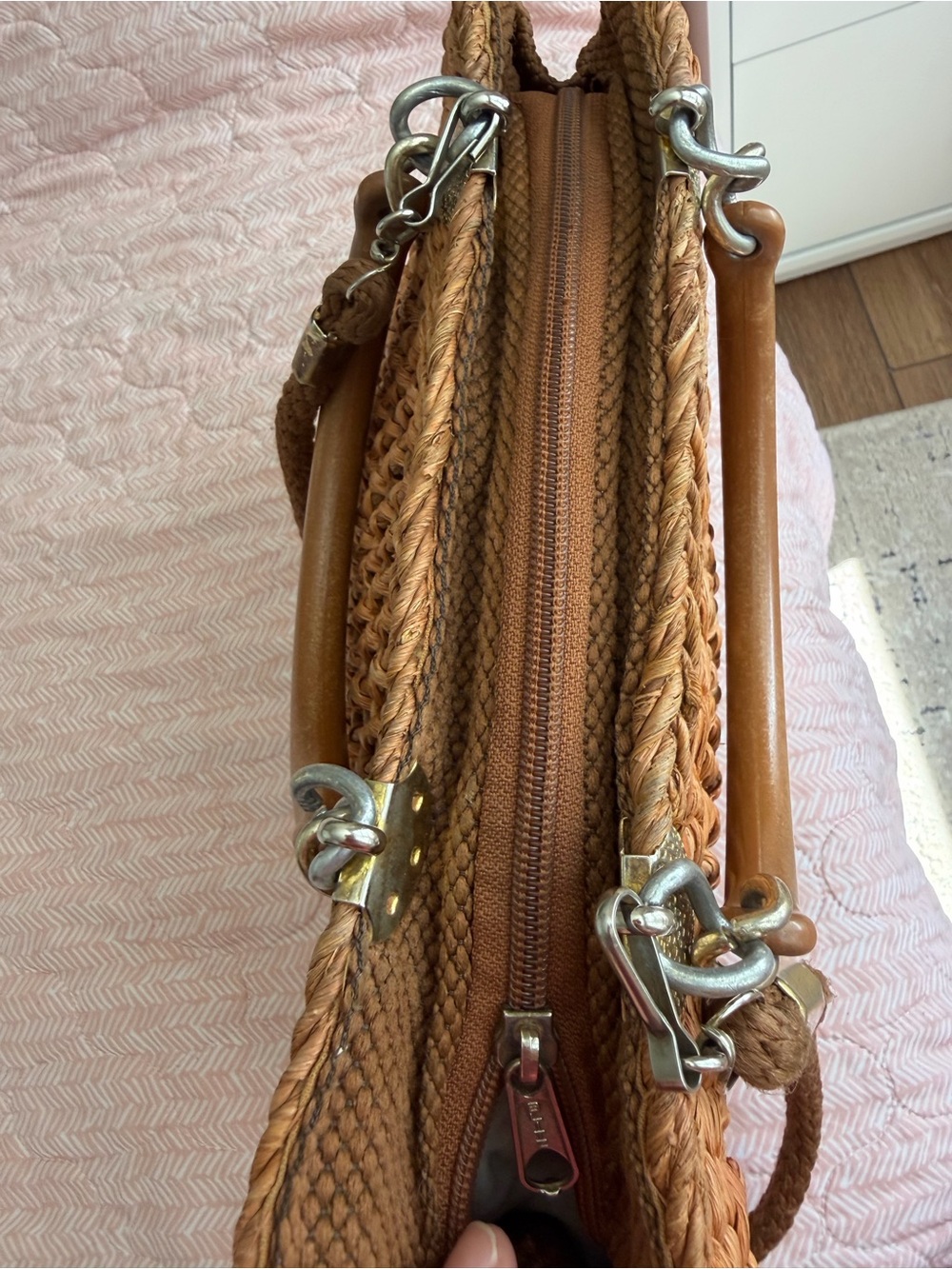 Vintage Creazioni Alma Woven Straw Crossbody Satchel Bag – Made in Italy - Picture 14 of 14